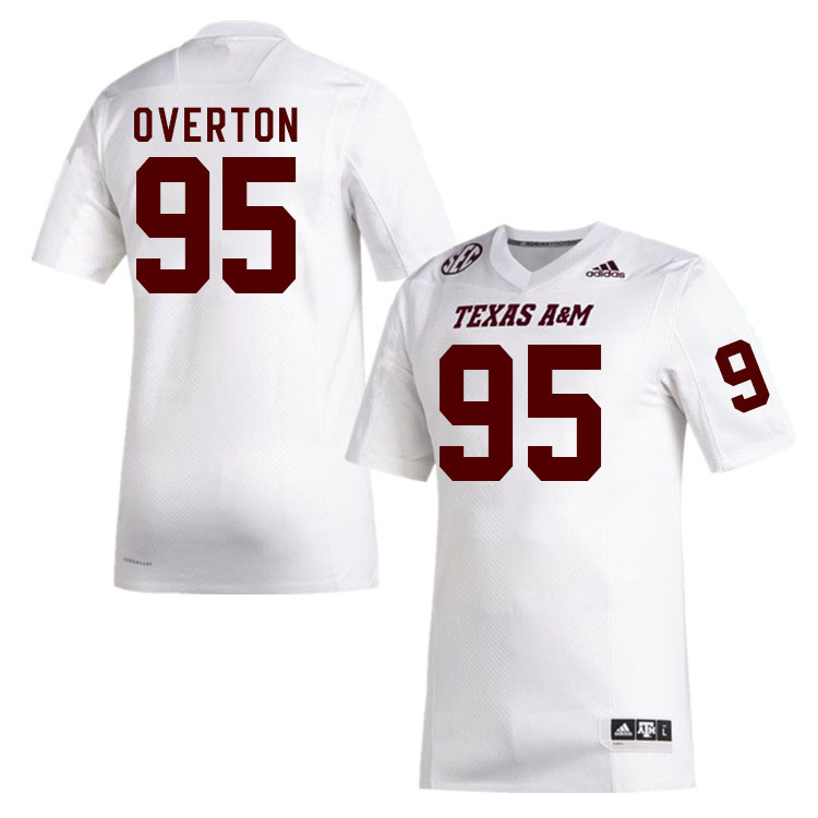 Men #95 Micaiah Overton Texas A&M Aggies College Football Jerseys Stitched Sale-White